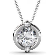 Yolora Collier Femme avec Pendentif Rond - Cristal Kalpa Camaka - Argent - Plaqué Or Blanc 18K - Collier Femme Argent - Bijoux - Boîte Cadeau Luxe - Boîte Cadeau Exclusive - Bel Emballage Cadeau