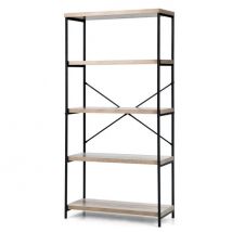 Coast Bookcase - Étagère autoportante - Métal - Max. 100 kg - Noir/Brun - 79x36x160 cm