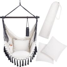 Detex Bohemian Hanging Chair - Incl. Bottle Holder 2 Cushions XL - Cream