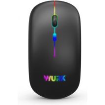 Wurk Wireless RGB Mouse - Rechargeable - Bluetooth 4.0 - 2.4GHz - USB - Sans fil - Souris d'ordinateur - Ordinateur portable - PC - Noir