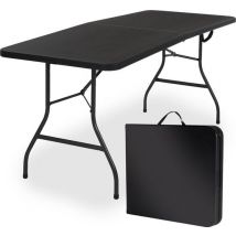 Table pliante - Goliving - Table de camping - Table d'extérieur / intérieur - Résiste aux intempéries - 180 x 70 x 74 cm - Noir
