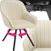 tectake - Chaise de salle à manger pivotante avec accoudoirs - Revêtement en velours - Rembourrée - Crème