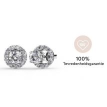 Yolora Boucles d'oreilles pour dames avec cristaux ronds Kalpa Camaka - couleur argent - plaqué or blanc 18K - Clous d'oreilles - Cadeau de fête des mères