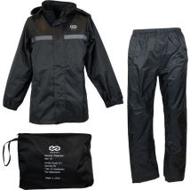 Infinity Goods Combinaison de pluie - Femmes et hommes - Taille S - Imperméable et respirant - Réfléchissant - Noir