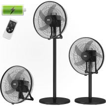 LEBENLANG Ventilateur à batterie 35W - 3600 mAh - jusqu'à 45 heures de fonctionnement - Ø 30 cm - Hauteur 80-115 cm - Noir - Ventilateur portable 5-en-1 avec télécommande