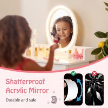 Coast Children's Dressing Table Set with Drawer - incl Stool and Illuminated Mirror - White - 60 x 35 x 96 cm