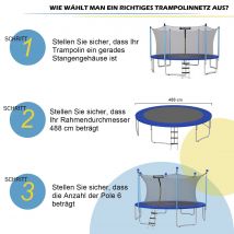 Filet de sécurité pour trampoline Coast Ø 487 cm pour le remplacement des trampolines de jardin d'intérieur