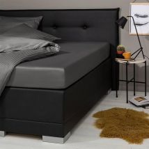 Drap-housse Presence Satin - Anthracite - Taille : 180 x 220
