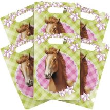 Sacs de distribution pour fêtes sur le thème du cheval - 6x pièces - plastique - Sacs à bonbons pour fêtes d'enfants sur le thème du cheval - 25 x 17 cm