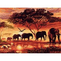 Rubye® Peinture au diamant adultes - Peinture au diamant enfants - Famille d'éléphants - 30x40cm
