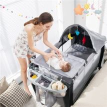 Lit de voyage pliable Coast pour bébé - Portable - Gris - 121 x 124 x 65 cm