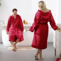 Moodit Peignoir Reese, rouge foncé - L - Unisex - Coton/Polyester