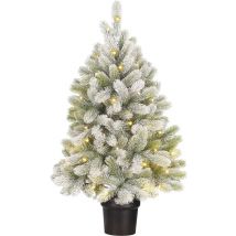 Black Box Trees Nigata Artificial Christmas Tree in Pot with LED Lighting - H90 x Ø55 cm - Green Frosted