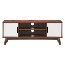 Meuble TV de style industriel pour meuble TV jusqu'à 127 cm Meuble de rangement multifonctionnel moderne en bois avec étagère de rangement ouverte (blanc)