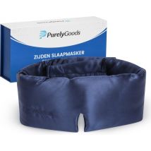 PurelyGoods® Masque de sommeil en soie - Masque de sommeil pour les yeux - 100 % soie de mûrier - occultant - femmes et hommes - bleu marine