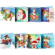 Rubye® Cartes de Noël avec peinture au diamant - Adultes avec peinture au diamant - Avec enveloppes - Noël - 8 pièces