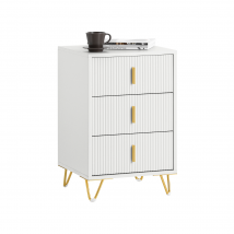 SoBuy Table de chevet FBT115-L-W - 3 tiroirs - 40 x 40 x 64 cm - blanc