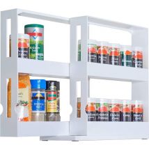 Rangement à épices coulissant - UPP – 2 niveaux – Jusqu’à 20 pots – Installation sans perçage – Blanc