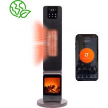 QLT Ceramic Heater with Atmosphere Fireplace - Chauffage électrique avec Wifi + App Control - Chauffage soufflant avec Swing et mode ECO - 2000W - Noir