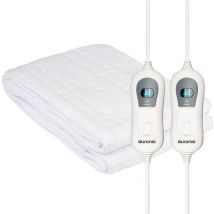 Couverture électrique - Auronic - 2 personnes - 160x140cm - avec élastiques d'angle et 2 contrôleurs - Blanc