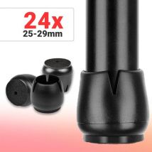 Volcan Embouts de pieds de chaise - 25-29mm - Embouts - Feutre anti-rayures - Protecteurs de pieds de chaise - Protecteurs de sol - 24 pièces - Ronds - Noirs
