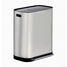 Poubelle double - Homra - 2x30L Homra Rockx - Poubelle Duo à pédale 60L avec filtre anti-odeurs - Poubelle de tri en acier inoxydable 2 compartiments - Poubelle de recyclage - Poubelle de cuisine pour le tri des déchets - Corbeille à déchets - acier inoxy