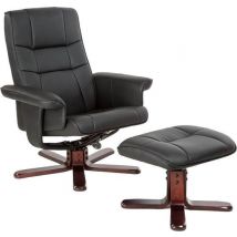 Fauteuil TV chaise longue avec tabouret noir 401438