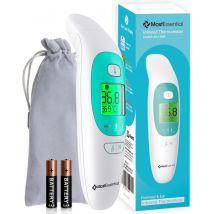 MostEssential Premium Thermomètre de fièvre - Thermomètre auriculaire - Thermomètre infrarouge - Thermomètre frontal - Thermomètre corporel - Thermomètre de fièvre pour adultes, enfants et bébés - Sans contact - 20M