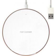 Nuvance - Chargeur sans fil 10W - Câble inclus - Chargeur sans fil - Chargeur rapide - Convient à tous les smartphones Qi - Blanc et or