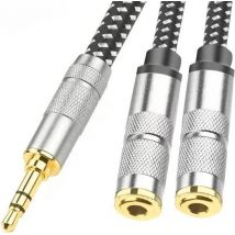 Drivv. Premium Audio Splitter - AUX - Jack Splitter - Audio Splitter 3.5 mm Jack - Male to Female - Grey