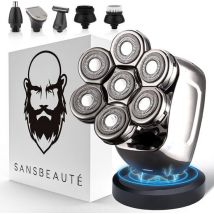 Rasoir 6-en-1 pour homme - Tondeuse - Tondeuse - Sansbeauté® SkullSharp PRO - Rasoir électrique pour visage et tête - Rasoir de crâne - Rasage de tête - humide et sec - Chargement sans fil - Électrique