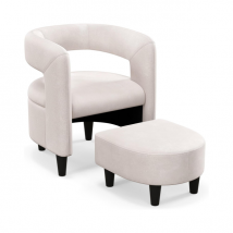 Costway Chaise d'appoint confortable avec pouf, Ottoman Beige