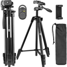 Studio ME Phone Tripod - 136 cm - Trépied Smartphone - Noir - Trépied pour appareil photo - Support pour téléphone - Télécommande Bluetooth incluse - Trépied Téléphone