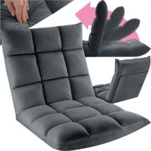 tectake® Relax chair - Fauteuil relax - Fauteuil de sol XXL - Pliable et inclinable - Fauteuil de sol avec dossier réglable - Peut être utilisé comme fauteuil, coussin de siège, coussin de sol, fauteuil de relaxation ou pour la méditation - Gris