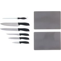 alpina Knife Set - 8 Pieces - Chef's Knife, Carving Knife, Boning Knife, Utility Knife and Peeling Knife - With Knife Sharpener - Including 2 Cutting Boards