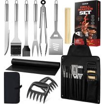 Squago BBQ accessories XXL Set with Apron - Tools - Tool set Pliers Brush Mat