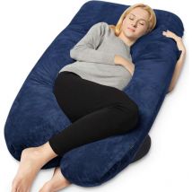 Earkings Pregnancy Pillow Side Sleep Pillow 140x80cm U-shape with Removable Cover - Body Pillow blue