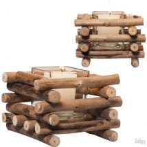Gadgy Wax Light Holder Driftwood - Porte-lampions - set of 2 - Windlight -15x15cm - Egalement pour bougies