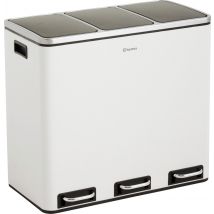 Poubelle de tri sélectif - Homra SPARQ - 3 x 18 L de capacité - 54 L - Blanc - acier inoxydable