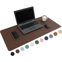 WURK Sous-main professionnel en cuir synthétique - Organiseur de bureau - Avec clip pour câble - Marron foncé - 90x45