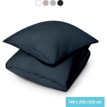 Dreamlab Dekbedovertrek set - 140 x 200/220 cm - Beddengoed met kussensloop - Een persoons - Vier seizoenen - Microvezel - Zwart