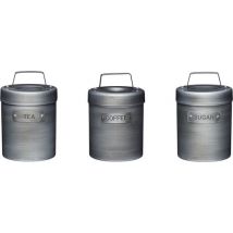 Kitchencraft Bocaux de conservation Thé/café/sucre 17 cm Acier inoxydable Argent