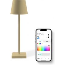 FlinQ Smart Table Lamp Nova - Rechargeable et avec Touch Control - Pour la chambre à coucher et le salon - Lampe sans fil aussi comme lampe de sol - Dimmable et idéale pour la table de chevet - Industriel - Or