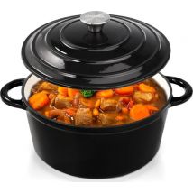 Castex Elegance Royal Casserole en fonte avec couvercle 24 cm - Poêle à induction - Casseroles en fonte - Noir