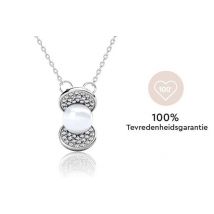 Yolora Collier femme avec pendentif - Perle et 52 cristaux Kalpa Camaka - Argent - Plaqué or blanc 18K - Collier femme argent - Bijoux - Coffret cadeau de luxe - Coffret cadeau - Coffret cadeau exclusif - Bel emballage cadeau