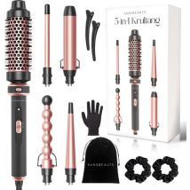 Sansbeauté® 5 in 1 Thermal Brush - Heat Brush - Thermal Brush 38mm with Attachments - Curling Brush - Blow-dry Brush Short Hair - Hair Curler - Hair Brush - Thermal Brush - Multistyler - Hairstyler - Volume and Curls