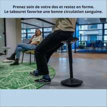 Tabouret oscillant noir Backerz| Hauteur 55–80 cm | Tabouret d’équilibre | assis-debout | Chaise de bureau ergonomique - noir