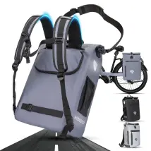 RADGEIST Sacoche 3 en 1 - Sac à dos vélo - Sacoche porte-bagages - Détachable - Gris