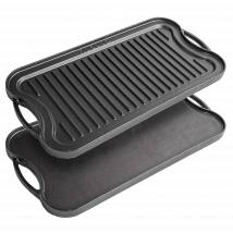Double Sided Cast Iron Griddle Plate  50 X 25cm