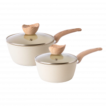 2-Piece Saucepan Set with Lids – 16cm, 18cm - Cream Granite